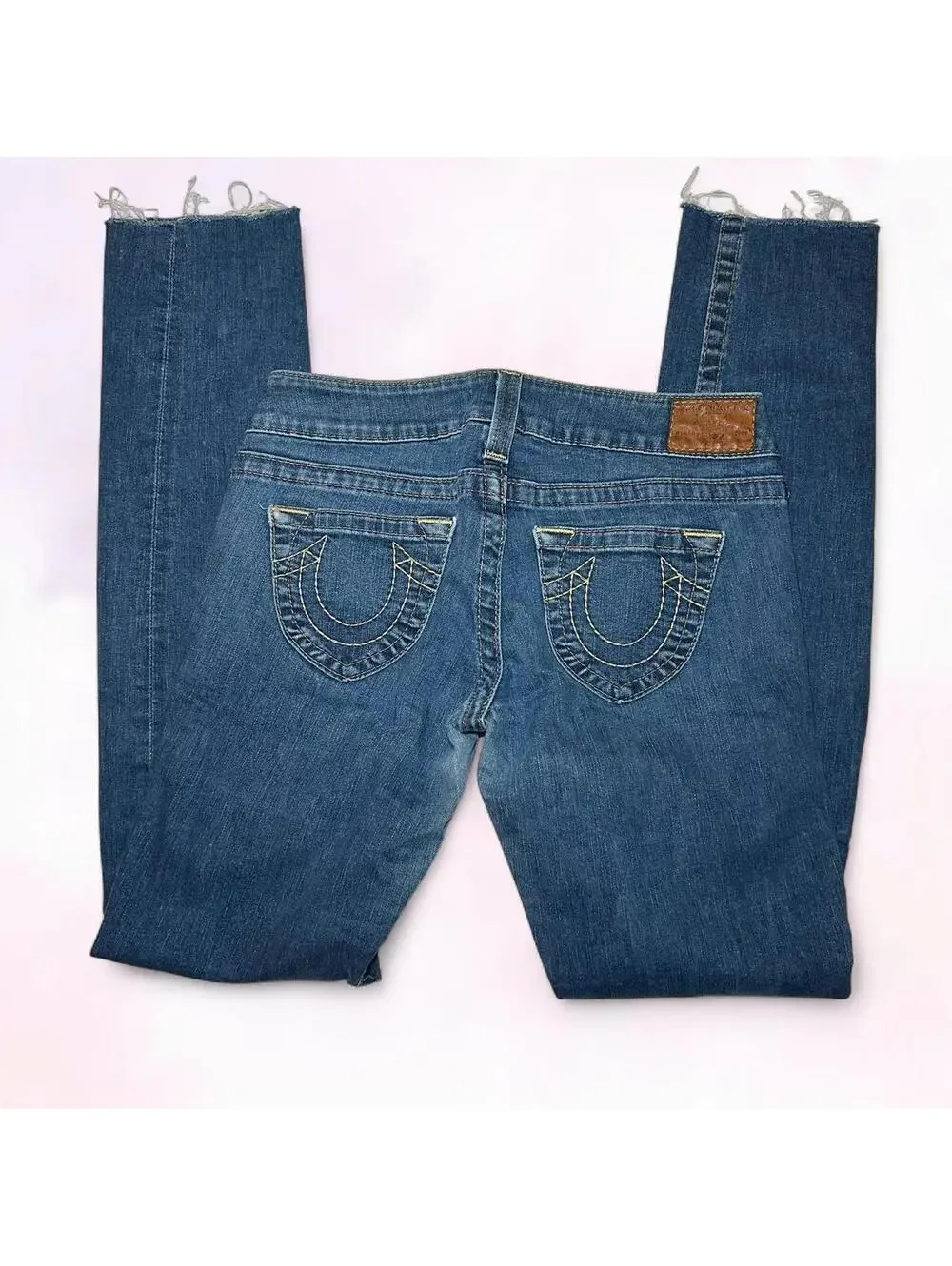 Y2K Grunge Low Rise Blue Jeans By True Religion Size 28 Inch Waist - Picture 1 of 4
